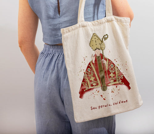 Ilustración Religiosa en Bolsa de Tela