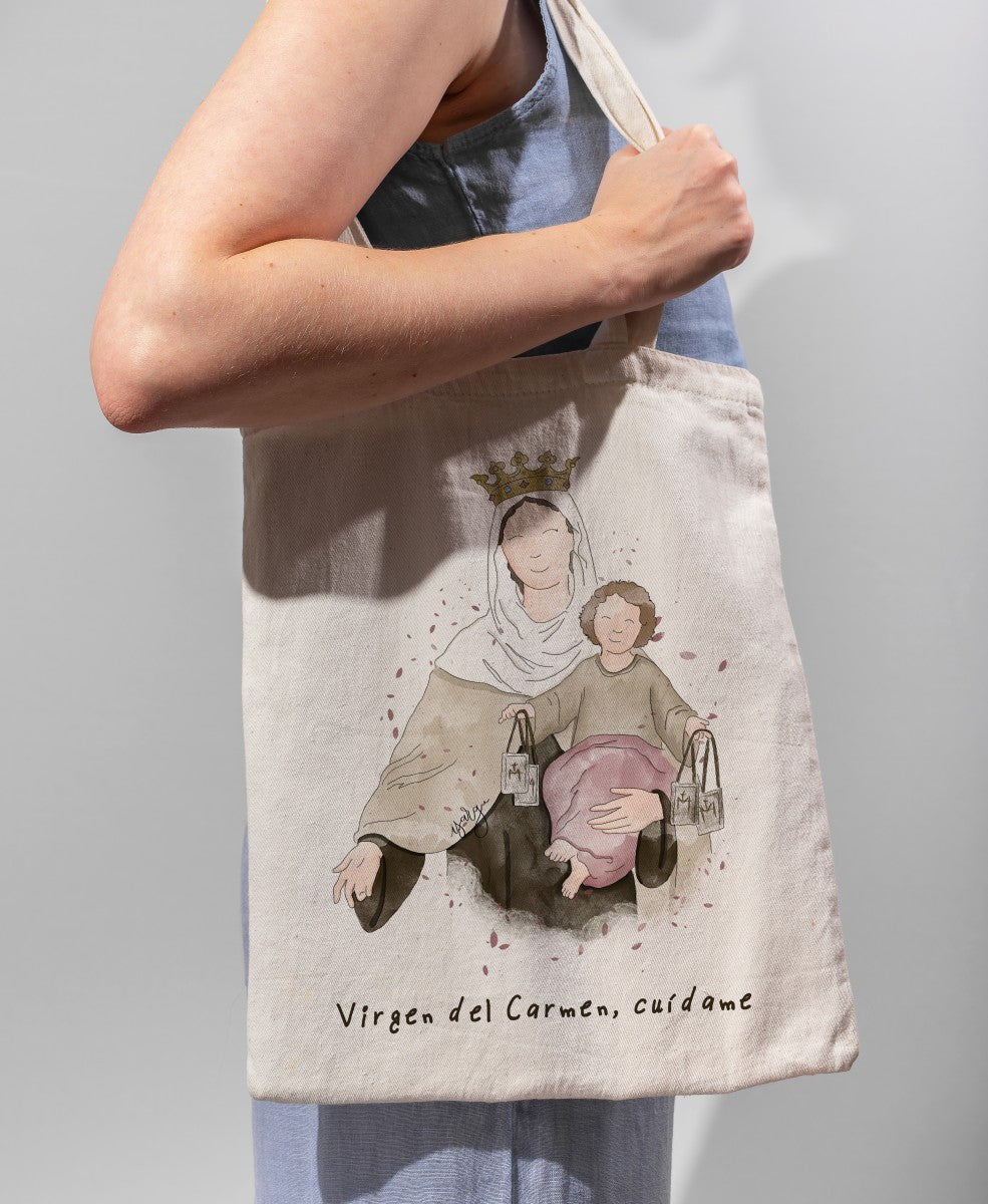 Ilustración Religiosa en Bolsa de Tela