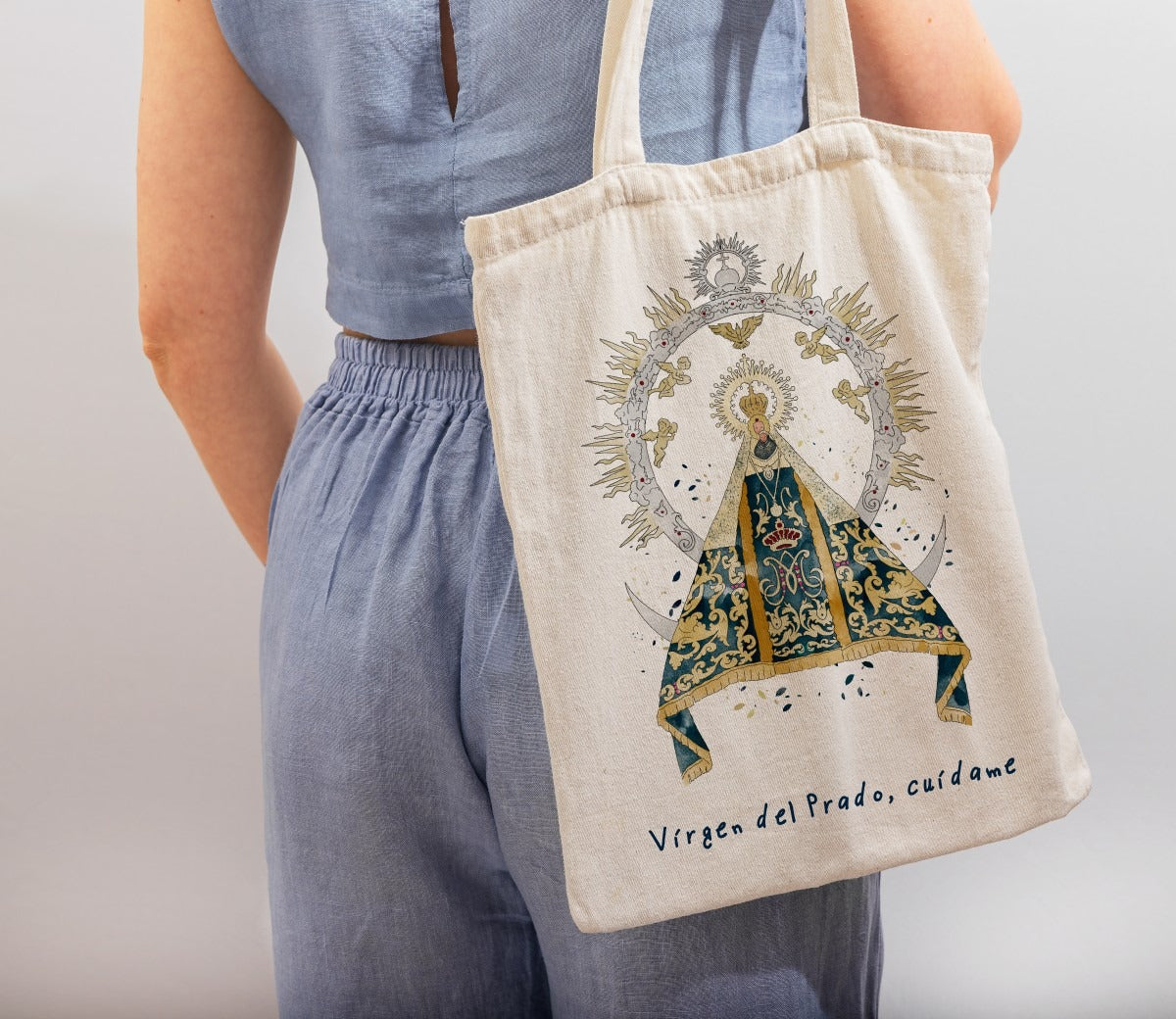 Ilustración Religiosa en Bolsa de Tela