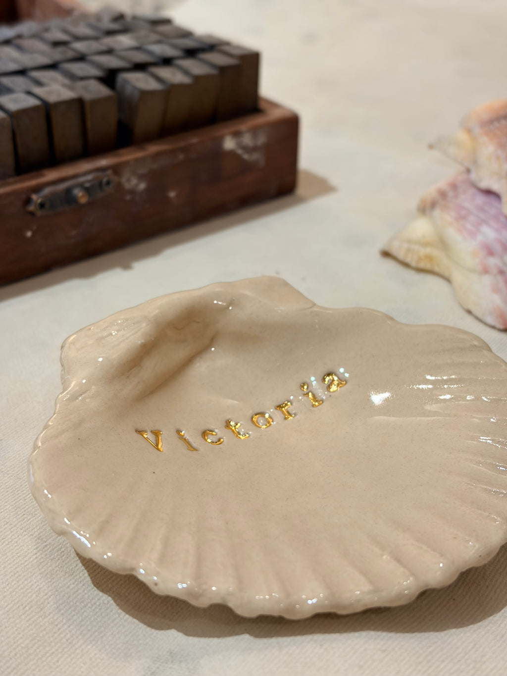 Concha de bautizo de Cerámica Personalizada